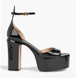 Valentino Garavani Black Patent Platform Sandals